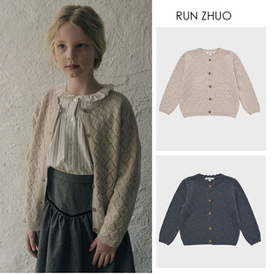 Spot Ins Girls Sweater Cardigan Wool 2025 New Girl Scandinavian Versatile Cut Out Long-Sleeved Sweater Jacket