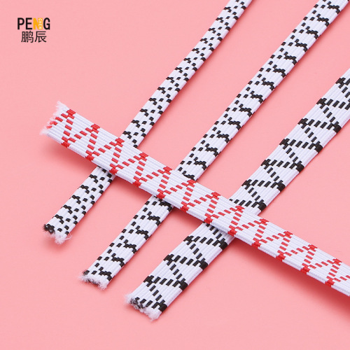 Wholesale high-elastic double-layer flat elastic band, thickened latex elastic rope, clothing elastic cord, horse hook braided elastic cord