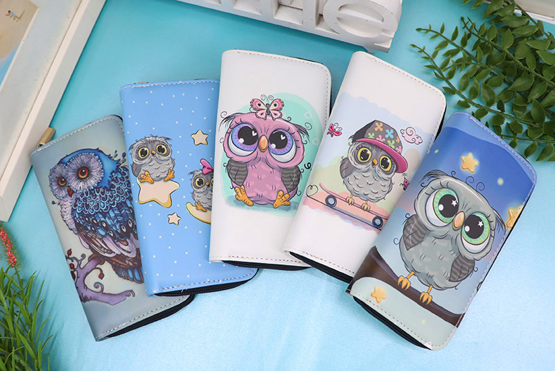 Women's Owl Pu Leather Zipper Wallets display picture 1