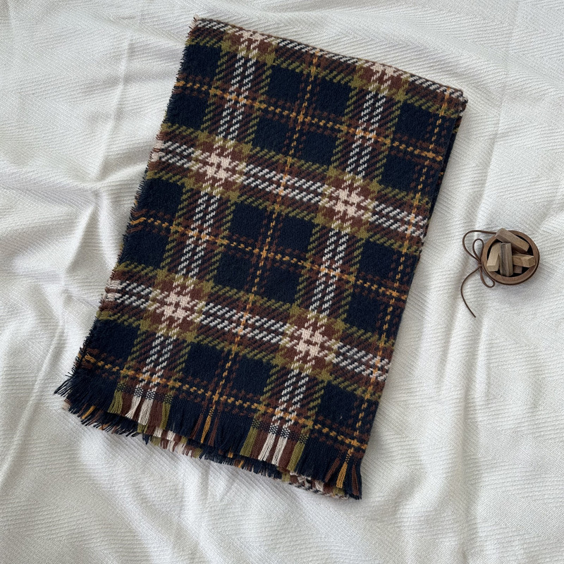 Cachecol xadrez de Natal com imitação de caxemira solta estilo britânico clássico para mulheres no inverno, macio e_voghion.com