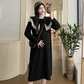 现货流行 孕妇装秋装新款娃娃领蕾丝荷叶边长袖卫衣一件代发包邮