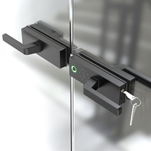 厂家批发办公室玻璃门双开电子密码锁带机械钥匙 高隔断门指纹锁