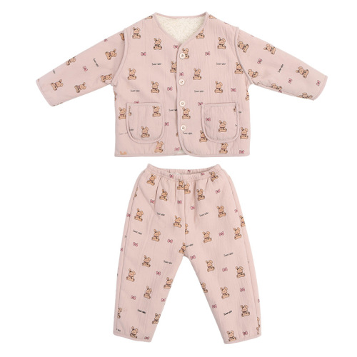 Children's Pajamas Autumn and Winter Thickened Boys' and Babies' Plush Suits  New Little Boys and Girls' Home Clothes