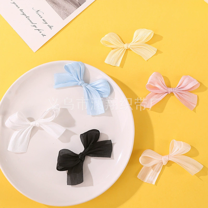 5 см однотонная сетка ручной работы, плиссированный головной убор с бантом, шпилька для волос, обувь и шапки, нейлоновый маленький бант, аксессуары для одежды