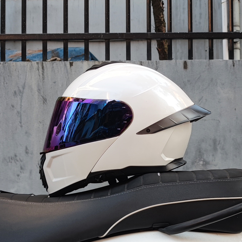 Casco de Motocicleta Orz con Certificación DOT para Hombre y Mujer, Casco Abierto con Visera Doble, Spoiler de Invierno, Cobertura Media, Azul para Todas las Estaciones.