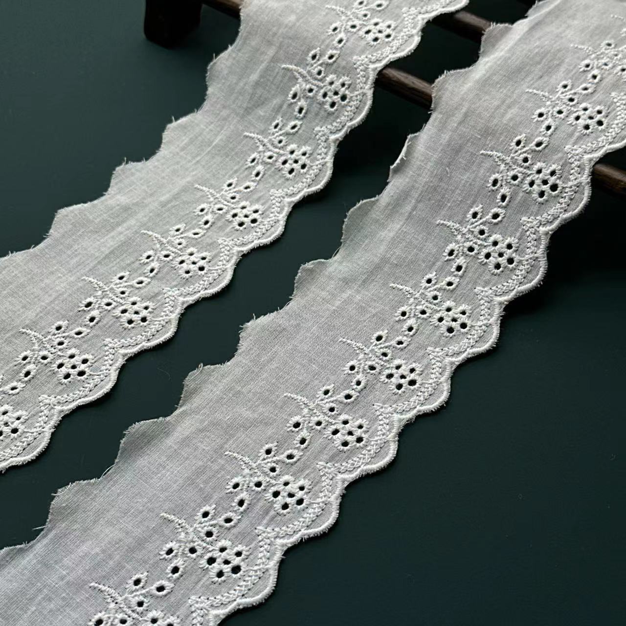 廠家批發 太陽花童裝女裝裙擺睡衣輔料花邊白色單邊鏤空棉布花邊