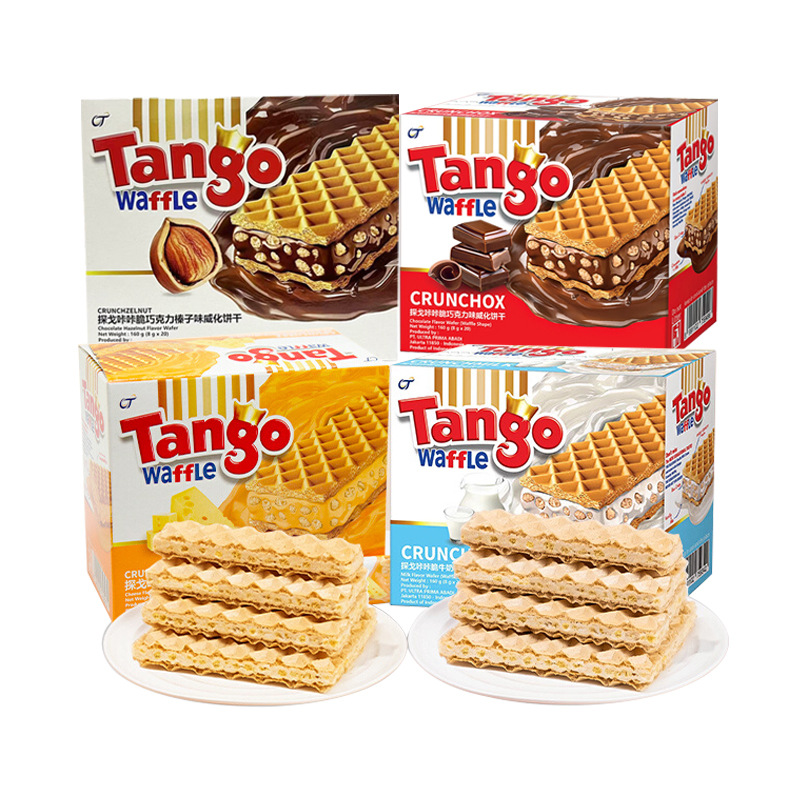 Indonesian original imported snack Tango Tango Crunchy Wafer Cookies, foreign leisure snack wholesale 160g