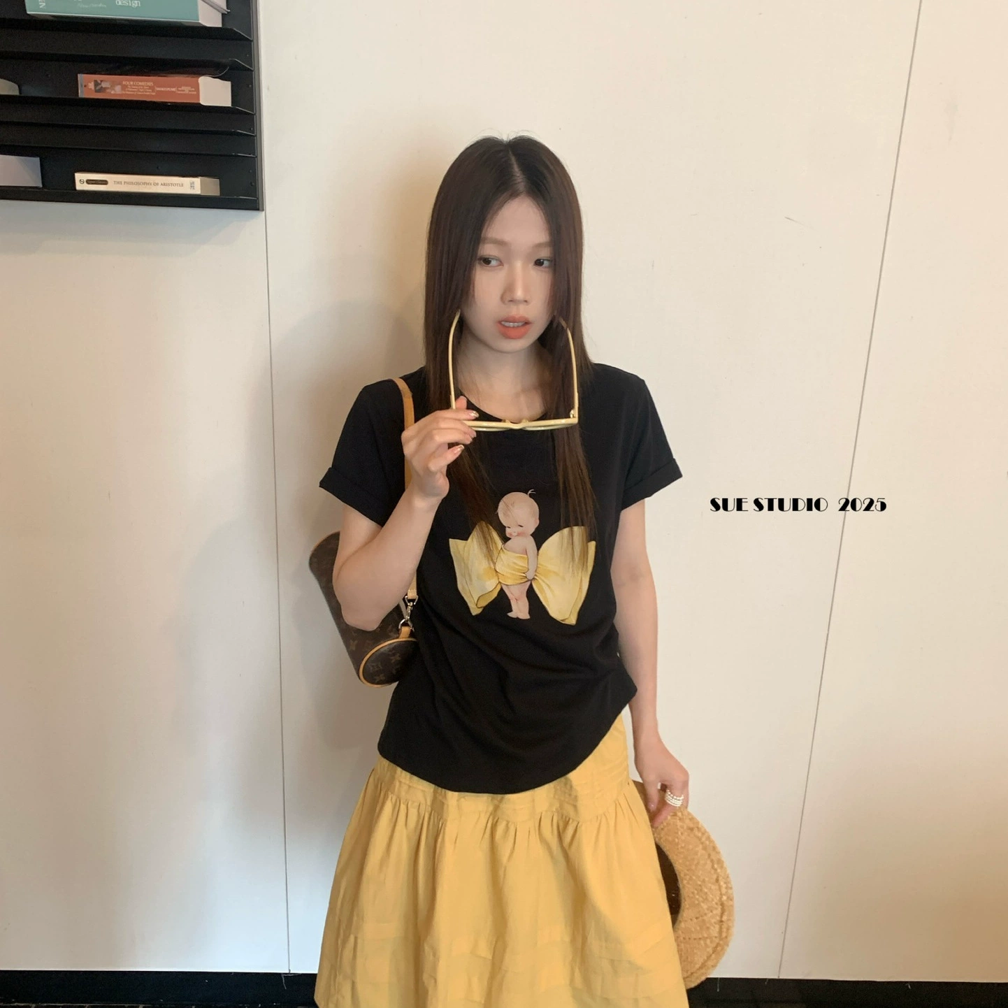 Корейская футболка с короткими рукавами и круглым вырезом для девочек, летняя футболка в стиле ins, шикарный дышащий универсальный топ 99115