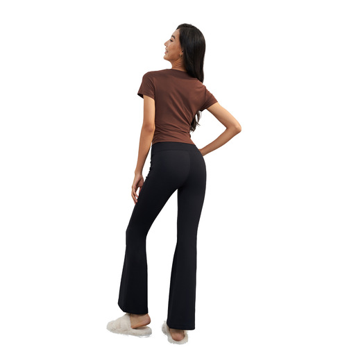 Nuls Ribbed Bare Sensation Summer Yoga Wear for Women, Slimming and Body-Shaping, Athletic Yoga Short-Sleeve Summer Top, Breathable Fitness Top