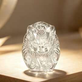 天然水晶黄白水晶吊坠毛衣链新年礼物吊坠九尾狐银曜石狐仙挂件