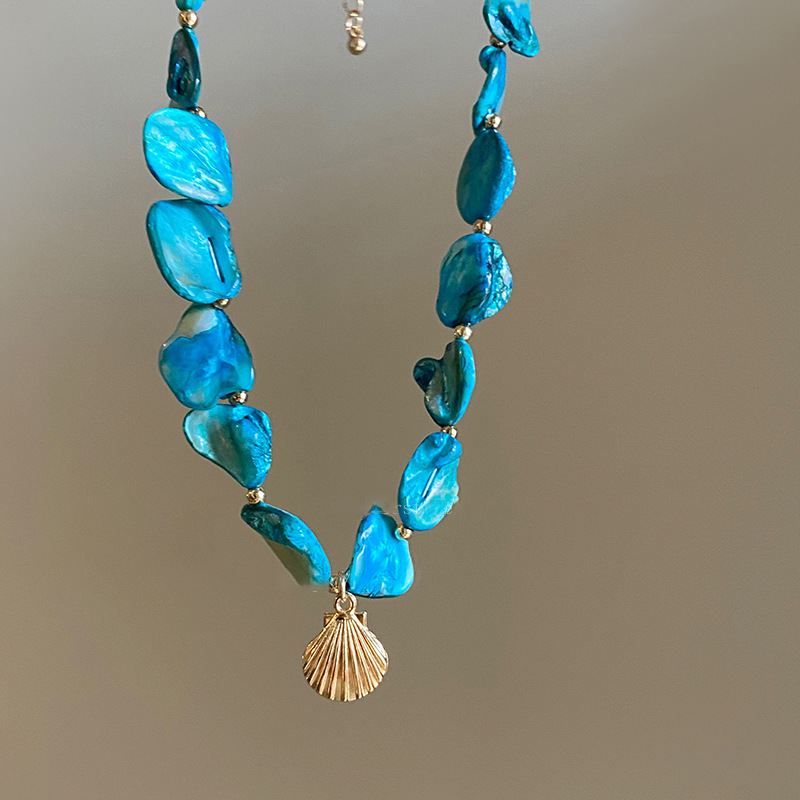Concha estrella de mar collar de concha playa playa playa vacaciones temperamento temperamento cadena de clavícula moda de nicho europeo y americano accesorios de todo fósforo
