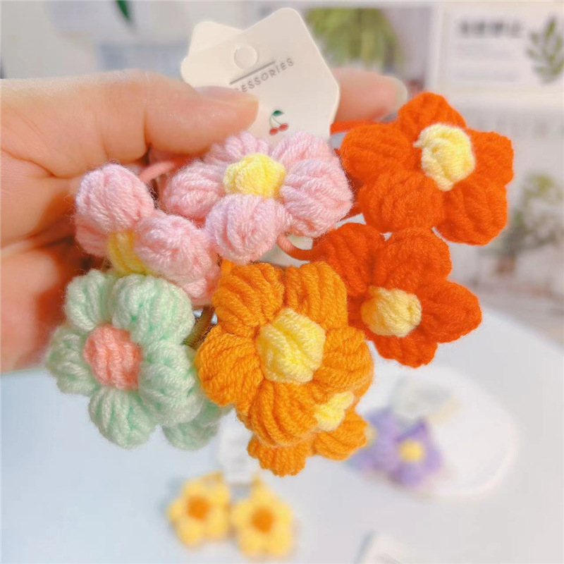 20g Weight Hair Tie Hair Accessories Type 1 Piece Quantity Street Occasion yarn Material Flower Pattern Women'S Gender Classic Style Style Classic Style Flower Yarn Hair Tie 无