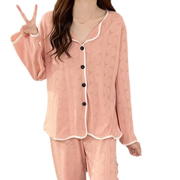 2023 otoño pijamas de las mujeres de manga larga suelta cardigan coreano popular dulce chica en línea pijamas rojos traje de desgaste para el hogar image 5