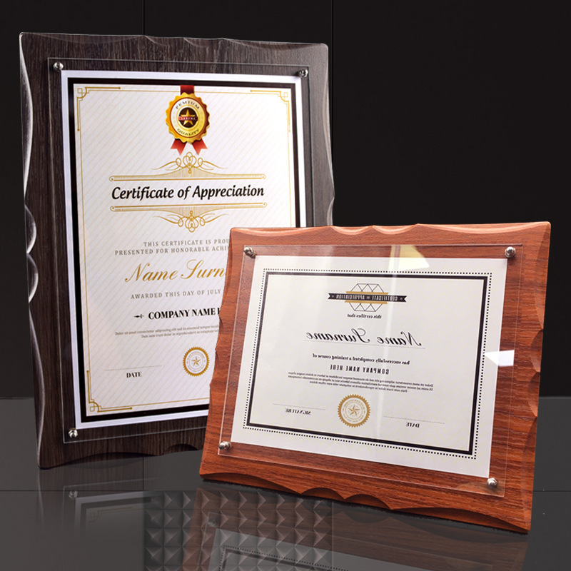 Award Frame Certificate Display Plate a4 Photo Frame Wood Company a5 Honorary Authorization Walnut Acrylic Wall Mounting