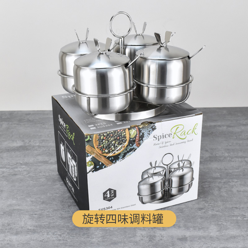 家庭用304食品級韓国式ステンレス調味料缶唐辛子油缶塩缶台所用品調味缶卸売り|undefined