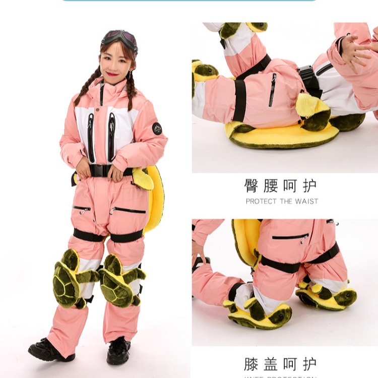 Protector de esquí, protector de cadera de tortuga pequeña, almohadilla anti-caída de patinaje para padres e hijos 2025 nuevo traje de rodilleras traje de tablero simple y doble mujer