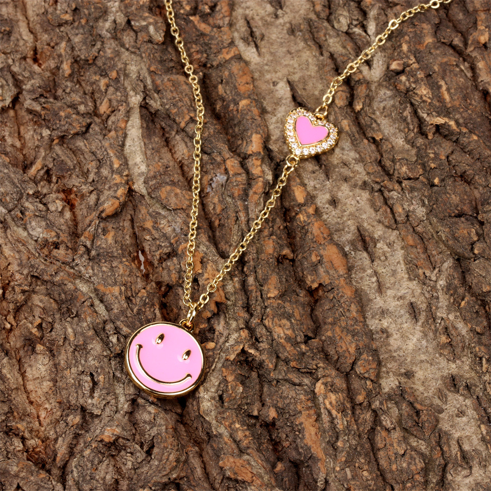 Wholesale Bijoux Smiley Dégoulinant D&#39;huile Pendentif Collier En Cuivre Nihaojewelry display picture 15