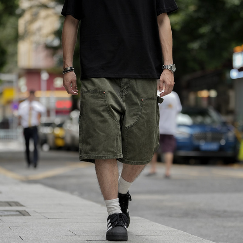Washed Cotton Japanese-Style Workwear Shorts Unisex Heavy-Duty Loose Casual Shorts Summer Straight-Leg Lumberjack Mid-Length Pants Washed Cotton Japanese-Style Workwear Shorts Unisex Heavy-Duty Loose Casual Shorts Summer Straight-Leg Lumberjack Mid-Length Pants
