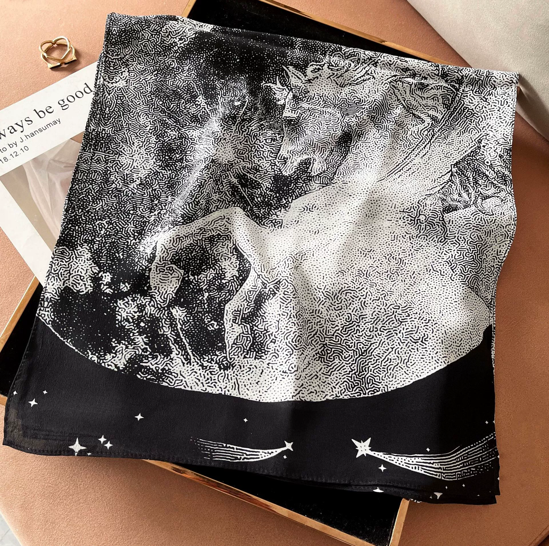 Summer classic silk scarf, neckerchief