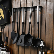 跨境磁吸硅胶厨具5件套厨房不粘锅烹饪铲勺家用不锈钢柄硅胶厨具