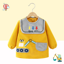 水晶灯芯绒罩衣女宝宝儿童吃饭围兜男宝防水围裙秋冬外穿洋气可爱