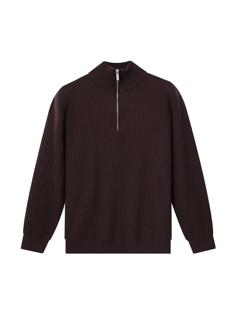 Otoño y invierno de alta calidad semi-cremallera de cuello alto suéter de punto de viento perezoso hombre casual de moda cardigán chaqueta hombre