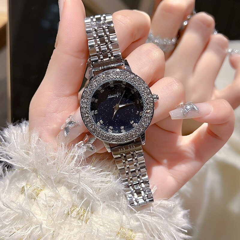 Swiss fashion brand student belt steel band watch starry sky star fashion rhinestone women's wrist watch waterproof quartz Swiss fashion brand student belt steel band watch starry sky star fashion rhinestone women's wrist watch waterproof quartz