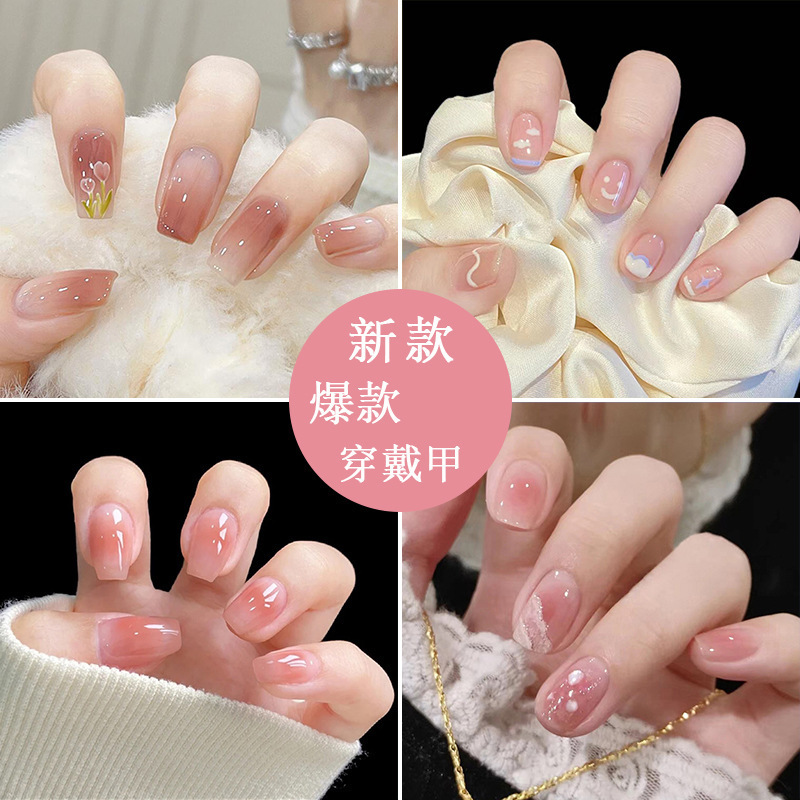 Hot-selling printing fake nail patch trembles little red book same style nail nail nail piece spring and summer wearing nail short batch