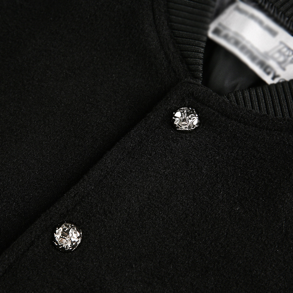 Giacca corta casual da baseball da uomo alla moda con colletto alla coreana e maniche in pelle PU, patchwork, primavera autunno_voghion.com