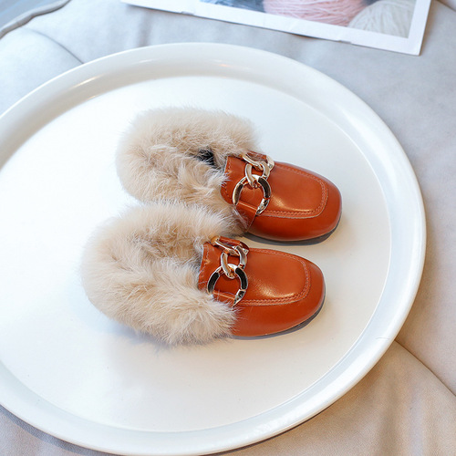 Baby Girl Mao Mao Shoes, Baby Cotton- lined Dou Dou Princess Shoes, Winter New Soft Sole Children's Cotton- lined Warm Shoes
