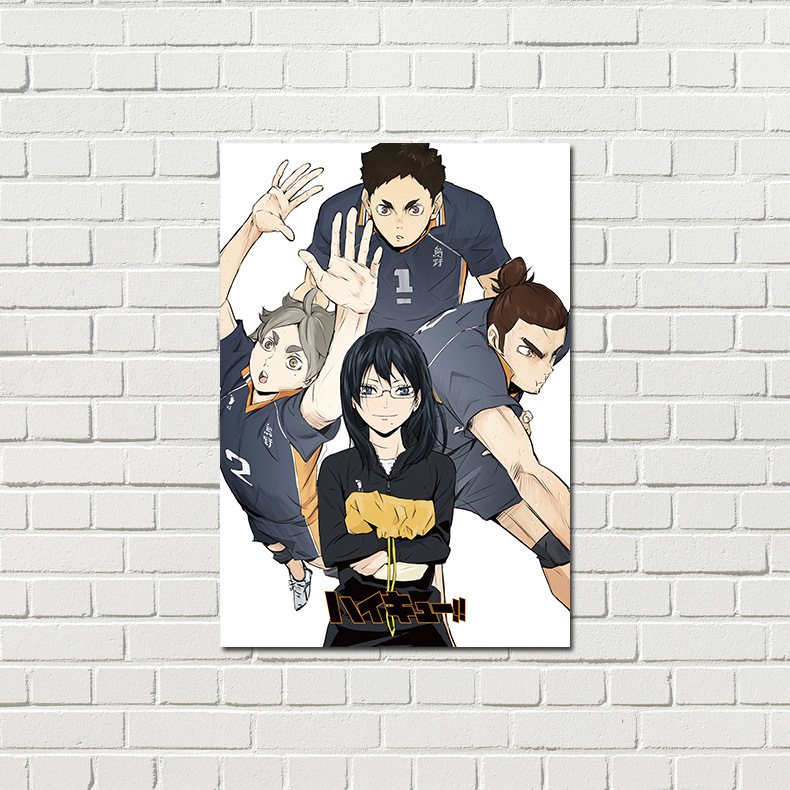 Volleyball boy poster HD coated paper set 8 pieces animation peripheral dormitory wall stickers decorative painting background wall