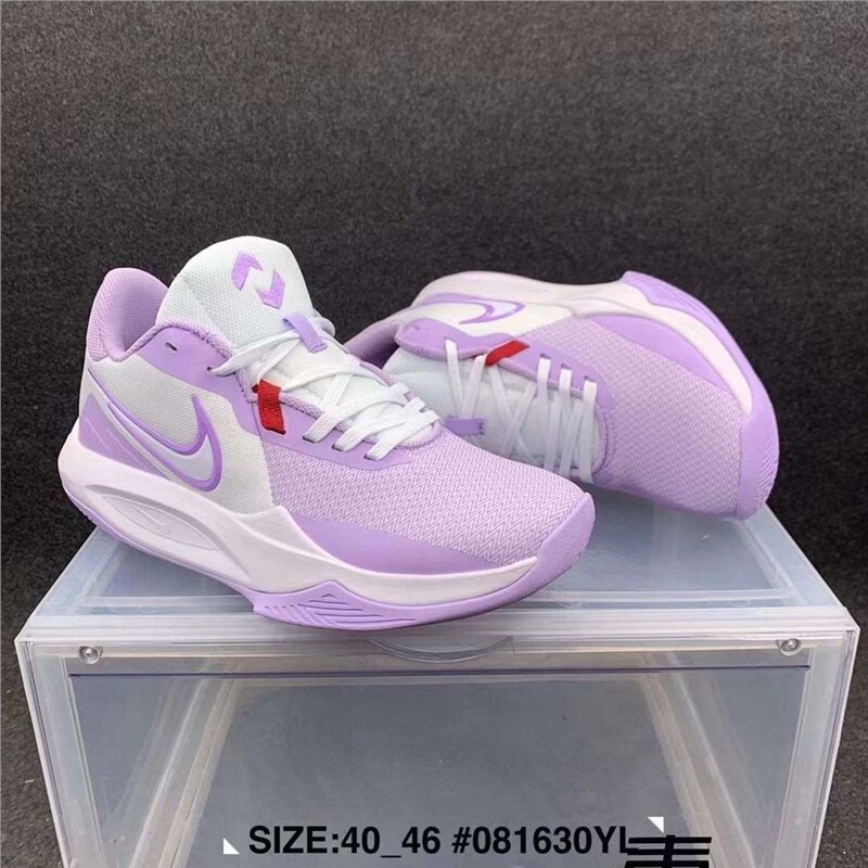 Sufa Precision 6 Precision 6Th Generation Basketball Shoes White and Purple Practical Low-Cut Air Cushion Non-Slip Cushioning Sports Shoes for Men