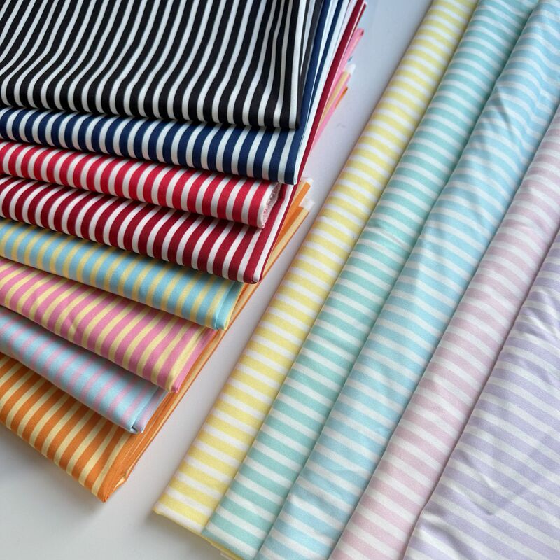 100D Four-Way Stretch Polyester Fabric 0.5cm Colorful Striped Fabric Clothing Dress Bag Lining Fabric Handmade DIY