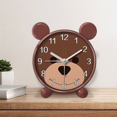 Brown Bear Cartoon Alarm Clock Student-Specific Bedroom Children's Room Desk Clock Silent Creative Children's Small Alarm Clock Wholesale