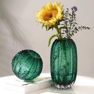 Nordic Modern Cactus Glass Vase Light Luxury Creative High-level Flower-arranging Home Entrance Simple Vase Ornaments