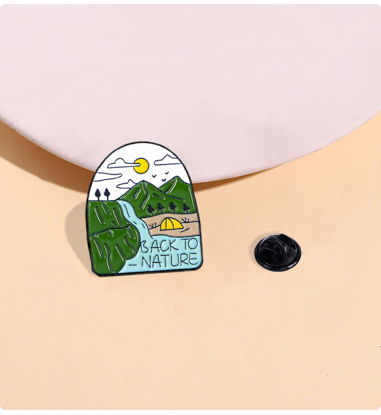 Alloy Material Cartoon Style Cute Pin Letter Landscape Alloy Enamel Unisex Brooches