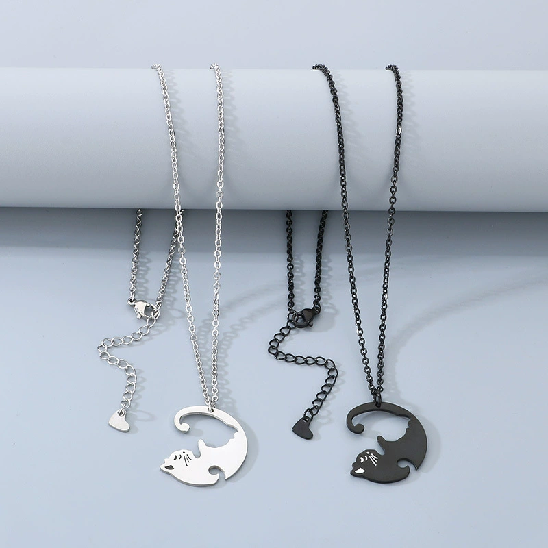 Accessory for beloved, necklace, chain, pendant stainless steel, Korean style, simple and elegant design