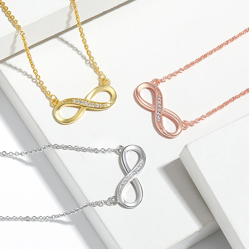 Cross-border hot sale S925 sterling silver 8-word necklace female unlimited lucky symbol niche high sense European and American style clavicle chain