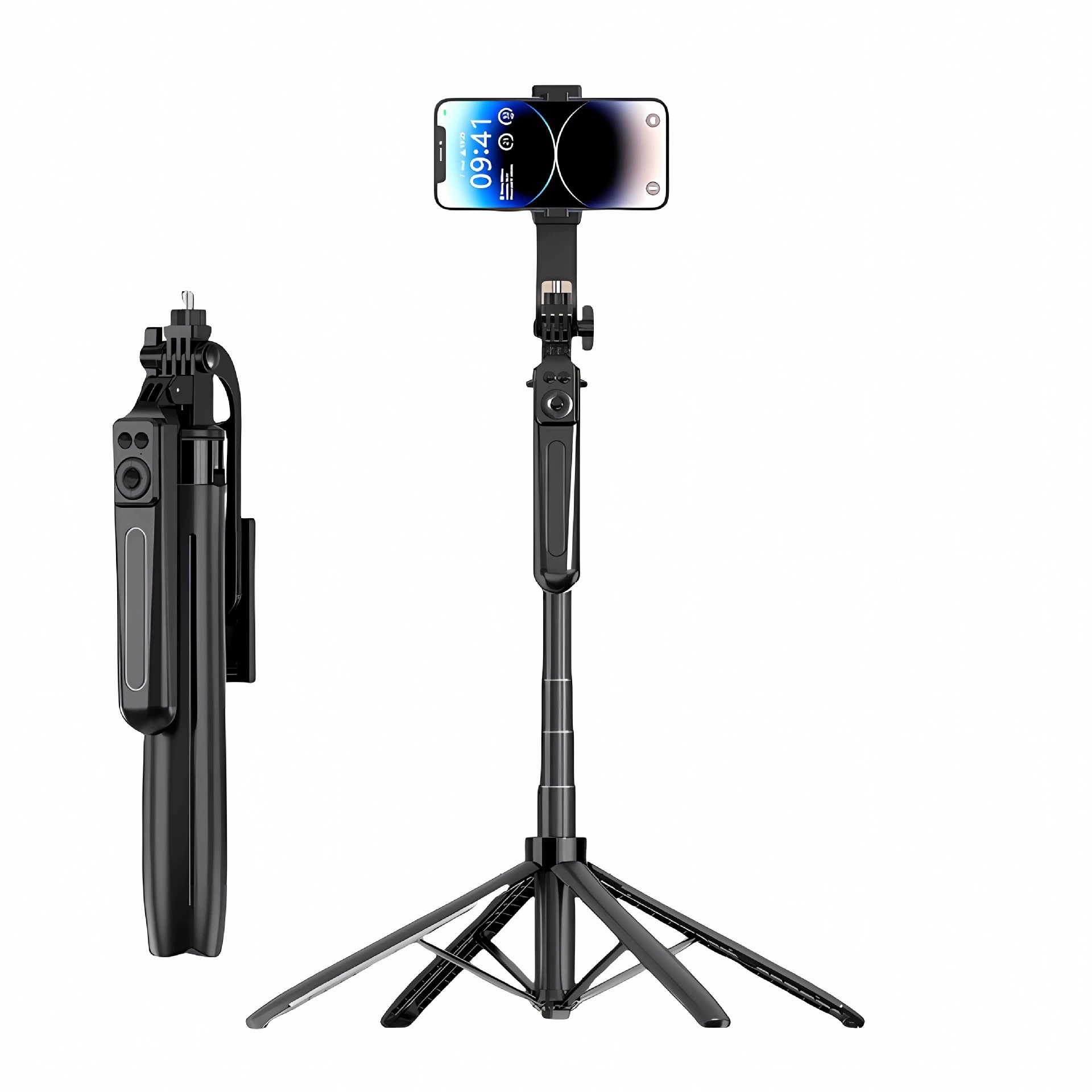 Phone holder, handheld telescopic tripod, bluetooth, remote control, 1.8m