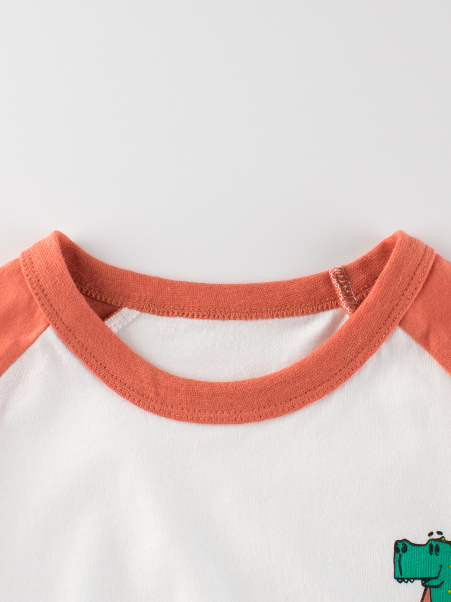 Camiseta de manga corta estilo coreano para niños 27kids, venta al por mayor, camiseta básica de verano 2026 para niños, ropa de dinosaurio para niños