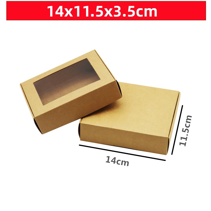 14x11.5x3.5cm白卡纸盒PVC开窗展示产品包装盒手工制作礼物包装盒
