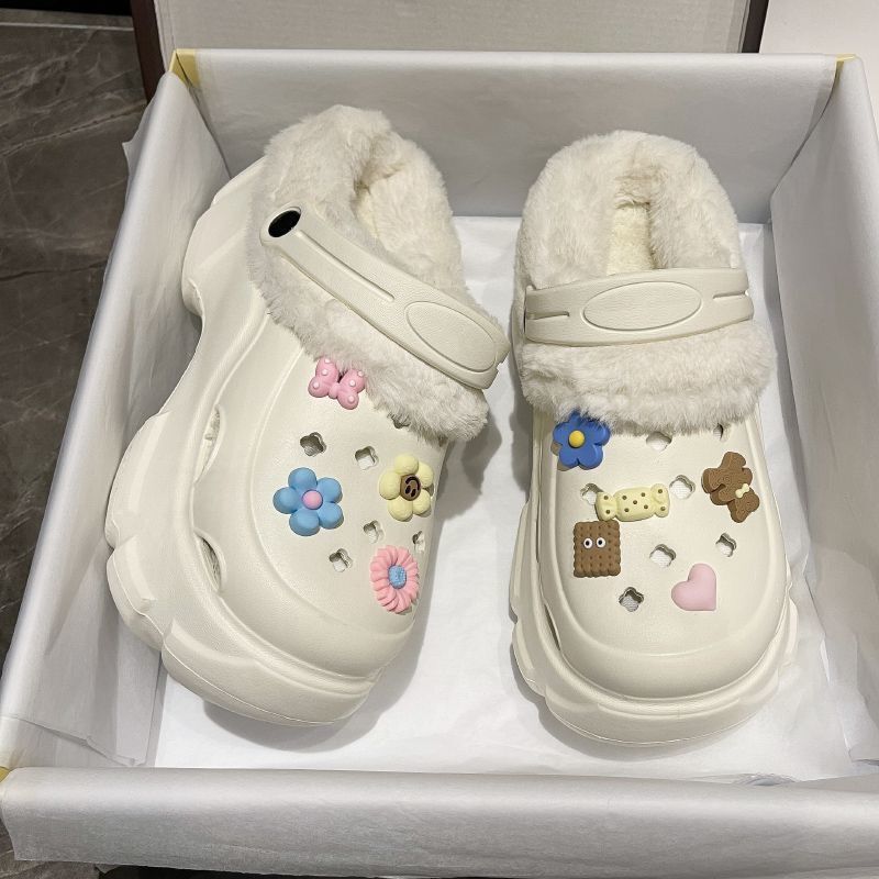 Detachable Cotton Slippers Women's Autumn and Winter Outer Wear Thick Sole Winter 2024 New Cotton Slippers fleece-lined Hole Shoes Winter Detachable Cotton Slippers Women's Autumn and Winter Outer Wear Thick Sole Winter 2024 New Cotton Slippers fleece-lined Hole Shoes Winter
