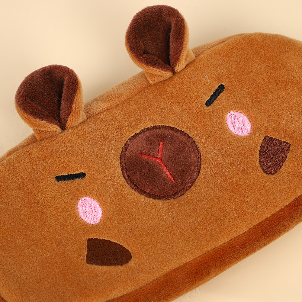 Bolso de lápices de felpa Kapibala de estilo explosivo Bolso de papelería para niños de carpincho de dibujos animados de gran capacidad Bolso de almacenamiento de suministros escolares