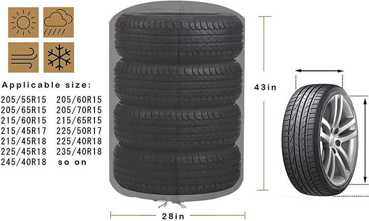 Amazon Cross-Border Tire Dust Cover Oxford Cloth Spare Tire Cover Oxford Cloth 4 Tires Stacked Sun Protection Cover