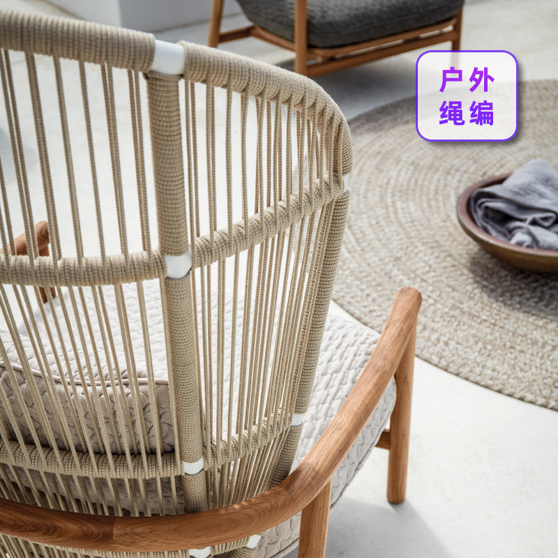 Sofá de madera maciza al aire libre Villa patio jardín impermeable silla de caña ocio muebles balcón sofá creativo