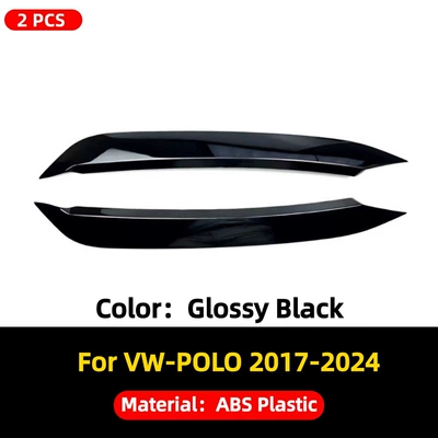 Suitable for 2017-2024 Volkswagen Polo Modified Headlight Eyebrow Appearance Decorative Strip Stickers Cross-Border Accessories (Lamp eyebrow) - exterior-17-24-volkswagen-polo-headlight-eyebrow-glossy-black
