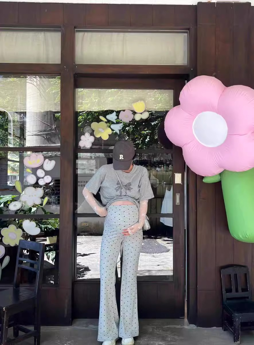 Legging de grossesse polaire à pois taille haute gainante_voghion.com