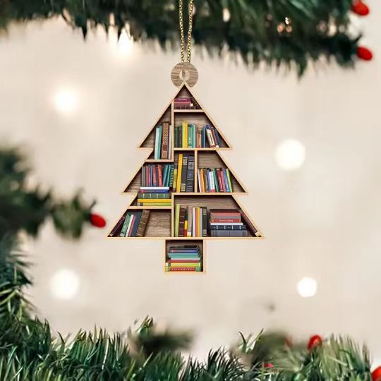 23 nuevos adornos de Navidad libros amantes de la biblioteca en forma de corazón adornos de automóviles adornos de decoración del hogar