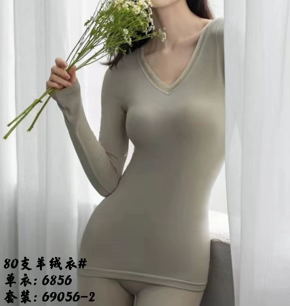 Light and thin keep warm base body-friendly cashmere long-sleeve, 6856v, V-neckline