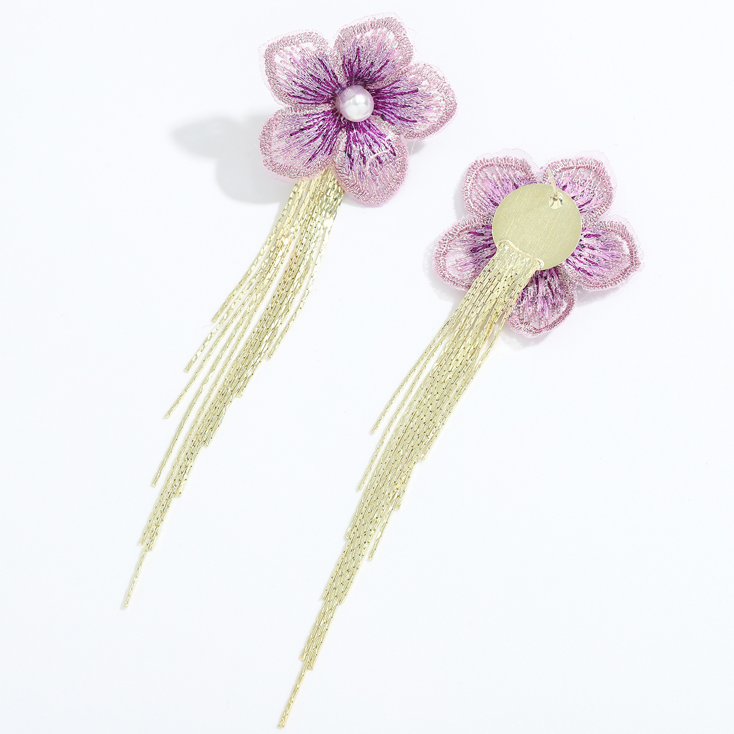 Korean Mesh Fabric Flower Earrings display picture 9